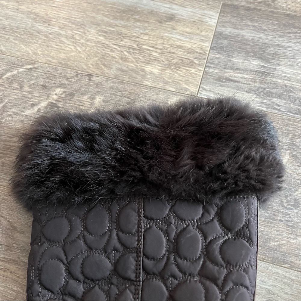 Coach Talen Boots with Monogram Quilting Suede and Genuine Rabbit Fur Trim - Picture 13 of 13
